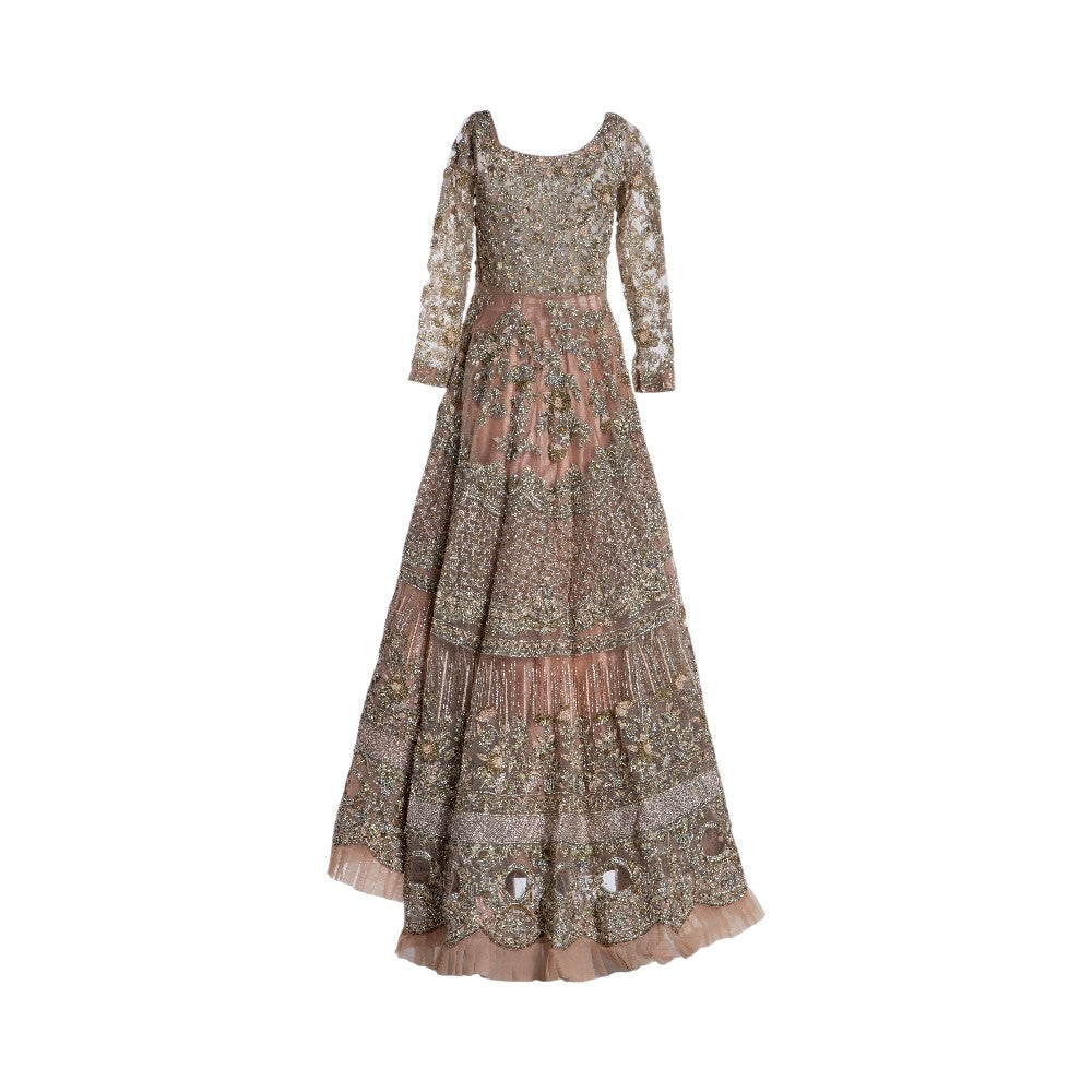 Pre-owned Saira Shakira Bridal Bridal Outfit in Orange / Rust / Terracotta, Silk / Pure Silk, Like New