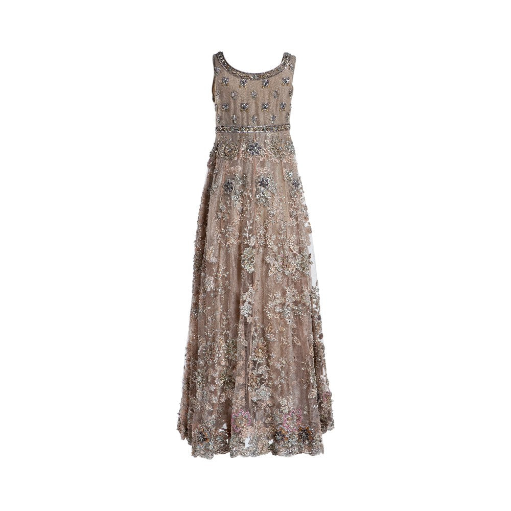 Pre-owned Silhouette Formals Shaadi Outfit in Cream / Beige / Nude, Silk / Pure Silk, Like New