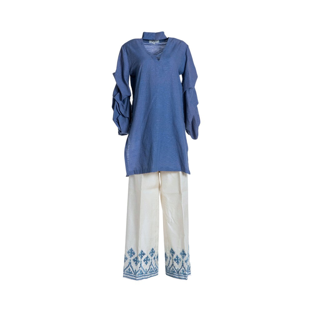 Pre-owned Rema & Sherbano Casual Shalwar Kameez in Sky Blue / Baby Blue, Cotton, Good